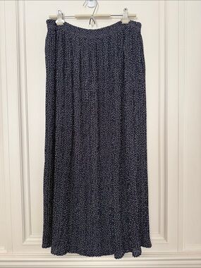 Vintage Rouie | Navy & White Micro Pleated Micro Dots Maxi Skirt - size US 12